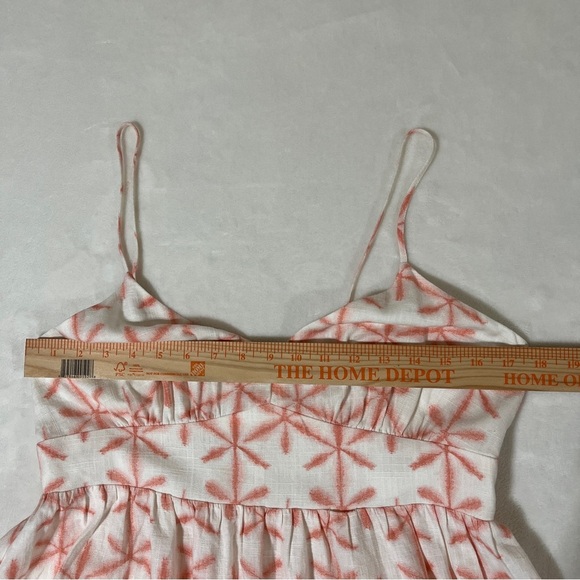 LOFT Women's Adjustable Straps Babydoll Top Linen Rayon Cream Coral Print Medium - Picture 8 of 8